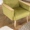 AGATHE Light Green Velvet Armchair - Wooden Legs & Armrests