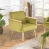 AGATHE Light Green Velvet Armchair - Wooden Legs & Armrests