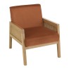 Fauteuil AGATHE velours orange et rotin
