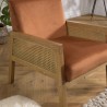 Fauteuil AGATHE velours orange et rotin
