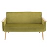 AGATHE Light Green Velvet 2-Seater Sofa - Wooden Legs & Armrests