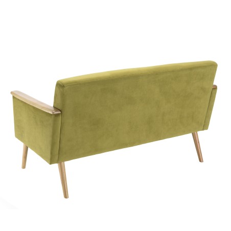 AGATHE Light Green Velvet 2-Seater Sofa - Wooden Legs & Armrests