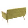 AGATHE Light Green Velvet 2-Seater Sofa - Wooden Legs & Armrests