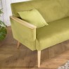 AGATHE Light Green Velvet 2-Seater Sofa - Wooden Legs & Armrests