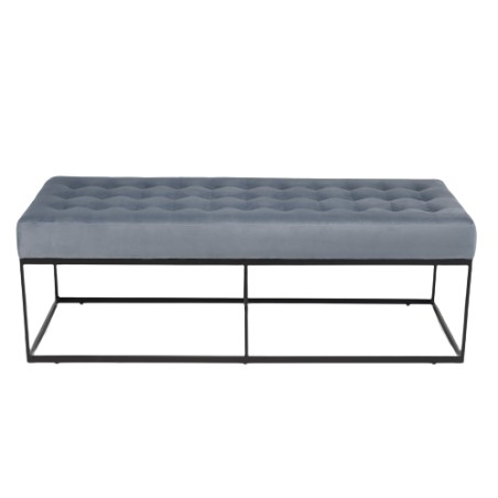 Banc velours bleu clair AGATHE - Structure métal noir