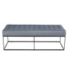 Banc velours bleu clair AGATHE - Structure métal noir