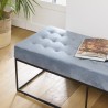 Banc velours bleu clair AGATHE - Structure métal noir