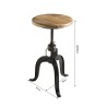 ROMAIN - Industrial Stool Wooden Seat Adjustable Height Black Metal