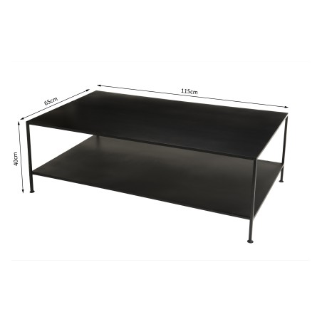 ROMAIN - Rectangular Black Industrial Metal Coffee Table
