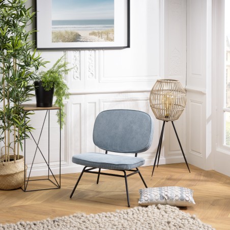 Chaise FANNY en velours bleu clair