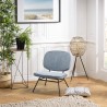 Light Blue Velvet Chair with Black Metal Legs - FANNY