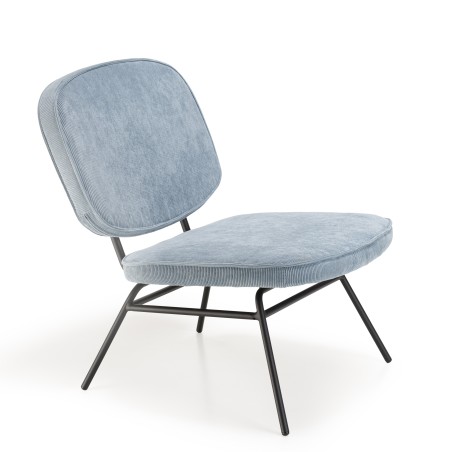 Light Blue Velvet Chair with Black Metal Legs - FANNY