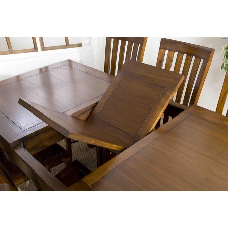 Table à manger LORINE rectangulaire marron rallonge 160/200cm