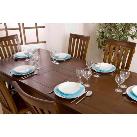 Table à manger LORINE rectangulaire marron rallonge 160/200cm