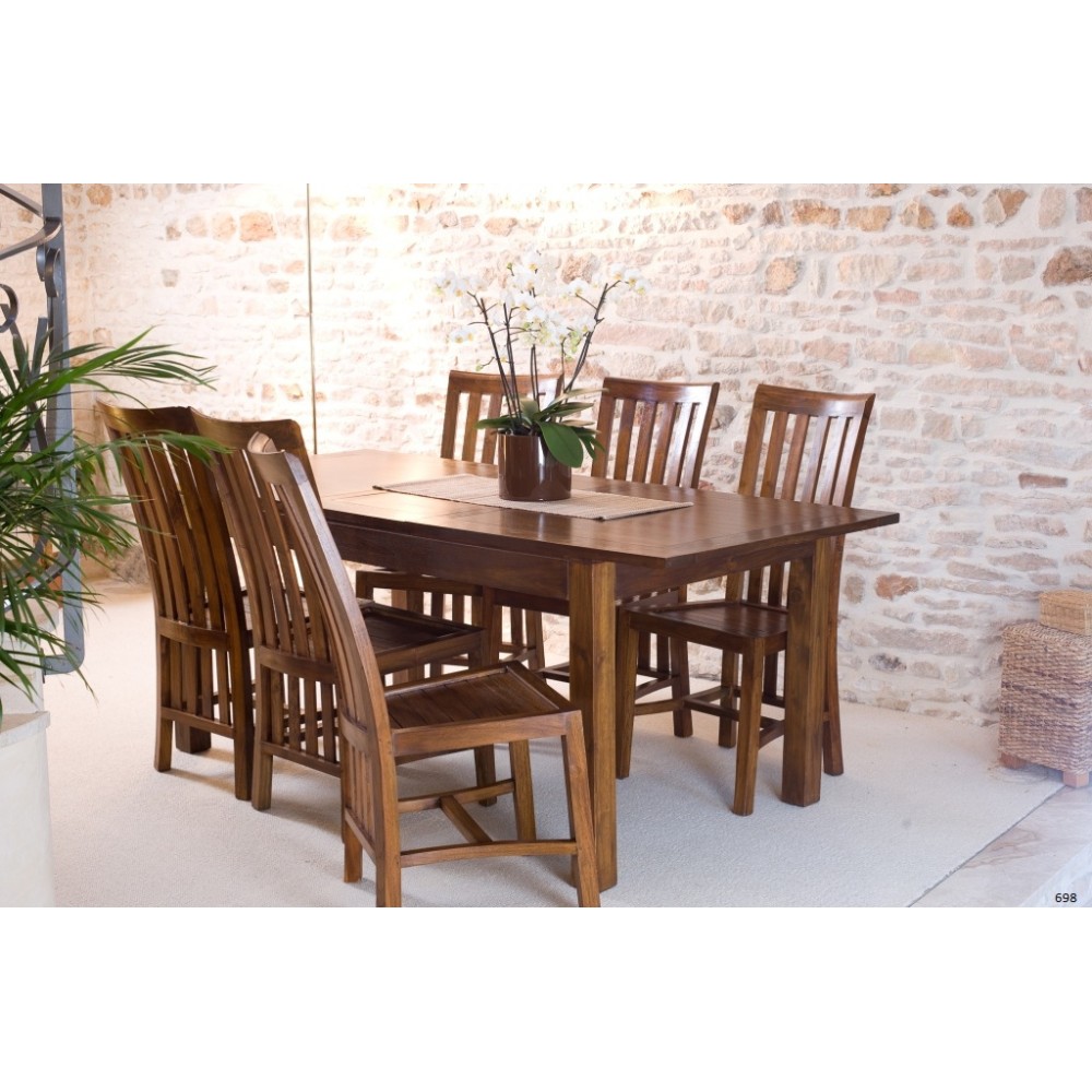 Table à manger LORINE rectangulaire marron rallonge 160/200cm Table à manger LORINE rectangulaire marron rallonge 160/200cm