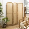 Paravent ISA en bois de manguier et cannage