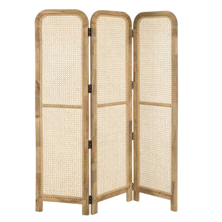Paravent ISA en bois de manguier et cannage