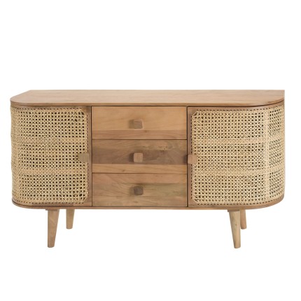 ISA - Brown Buffet 2 Doors 3 Drawers Jamelonier Wood and Cane