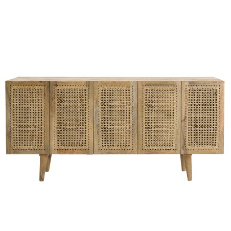 ISA Brown 5-Door Sideboard in Mango Wood with Cane - Bohemian Style