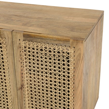 ISA Brown 5-Door Sideboard in Mango Wood with Cane - Bohemian Style