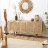 ISA Brown 5-Door Sideboard in Mango Wood with Cane - Bohemian Style