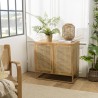 ISA - Natural 2-Door Buffet with Rattan Doors and Golden Metal Base