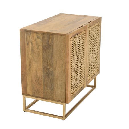 ISA - Natural 2-Door Buffet with Rattan Doors and Golden Metal Base