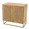 ISA - Natural 2-Door Buffet with Rattan Doors and Golden Metal Base