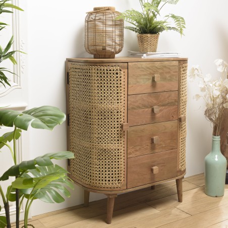 Meuble ISA - Bois de jamelonier et cannage