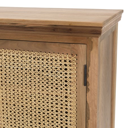 ISA Vintage Brown 2-Door Cabinet - Jamelonier Wood and Rattan