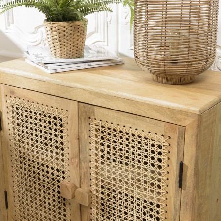 ISA Buffet - 2 Doors Mango Wood and Rattan Natural Color