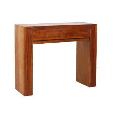 Console moderne marron 2 tiroirs bois Teck