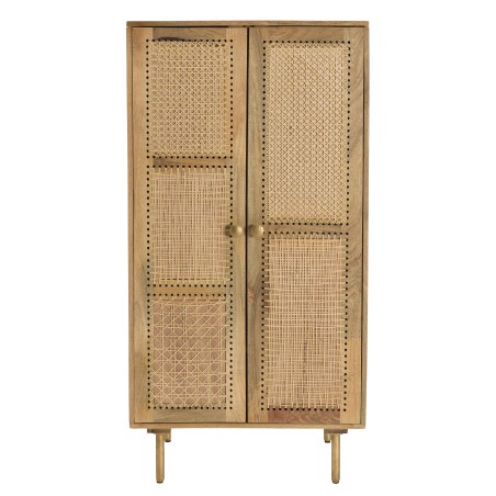 Meuble haut ISA en bois de manguier et rotin