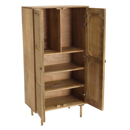 ISA Brown Tall Cabinet with 2 Doors | Mango Wood & Cane | Elegant Storage