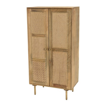 Meuble haut ISA en bois de manguier et rotin