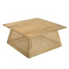 ISA Square Coffee Table - Brown Mango Wood and Natural Cane - Large Dimensions