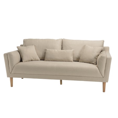 NELSON Beige 3-Seater Sofa with Wooden Legs