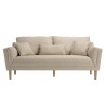 Canapé beige 3 places NELSON - Pieds en bois clair