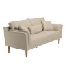 Canapé beige 3 places NELSON - Pieds en bois clair