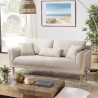 NELSON Beige 3-Seater Sofa with Wooden Legs