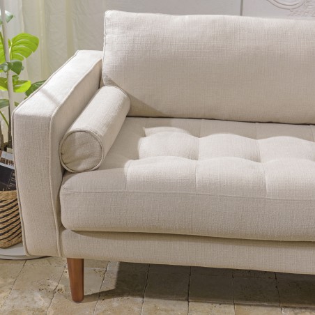 NELSON Beige 4-Seater Sofa with Wooden Legs - Large Comfortable Couch