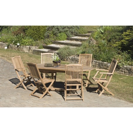 Salon de jardin en bois teck 8/10 pers - Qualité supérieure