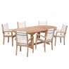 Teak Wood Garden Furniture Set - Oval Table 180*240/100cm - 6 Textilene Chairs