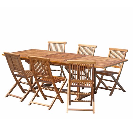 MAEVA Oiled Teak Wood Garden Furniture Set for 8/10 People