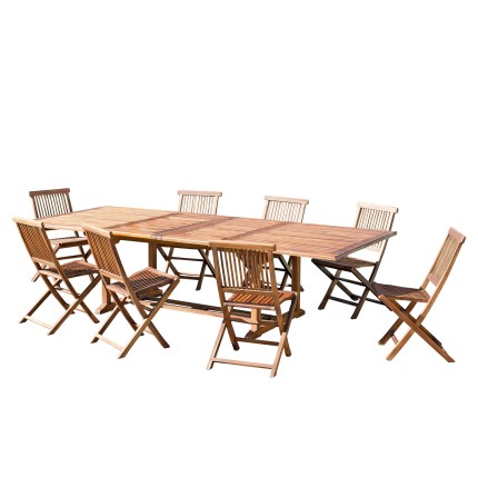 Salon de jardin en bois teck MAEVA 10/12 pers